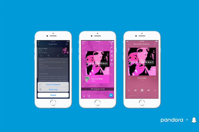 Pandora объединяется со Snapchat