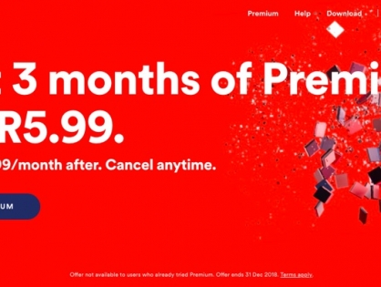 В Южной Африке Spotify Premium доступен за 42 цента в месяц