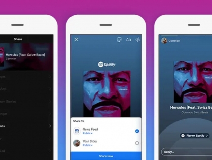 В сторис Facebook теперь можно делиться 15-секундными музыкальными клипами из Spotify