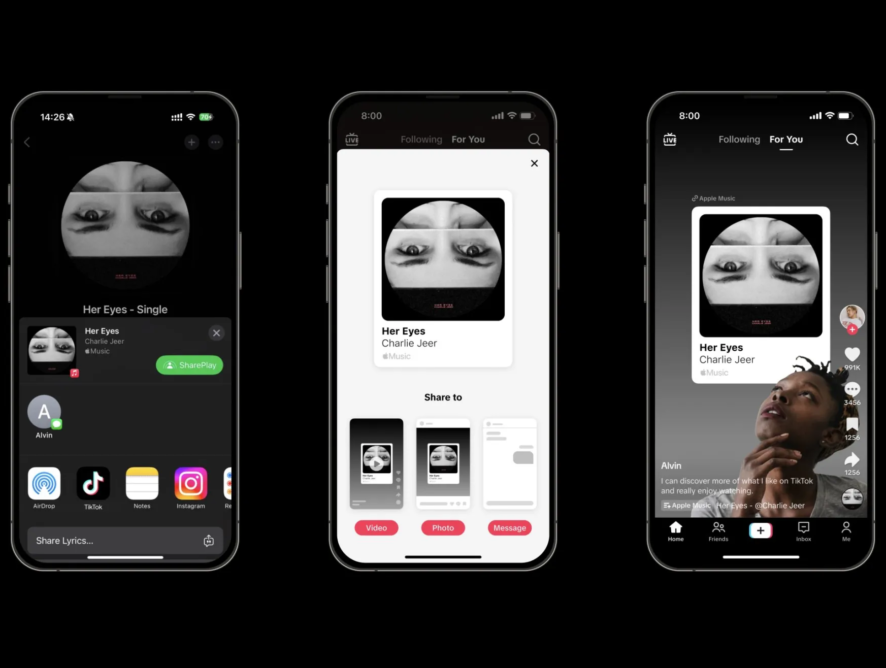 Функция «Поделиться в TikTok» запущена в Spotify и Apple Music