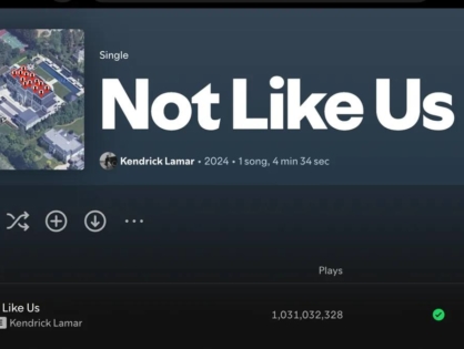 «Not Like Us» Кендрика Ламара набрал 1 миллиард прослушиваний на Spotify